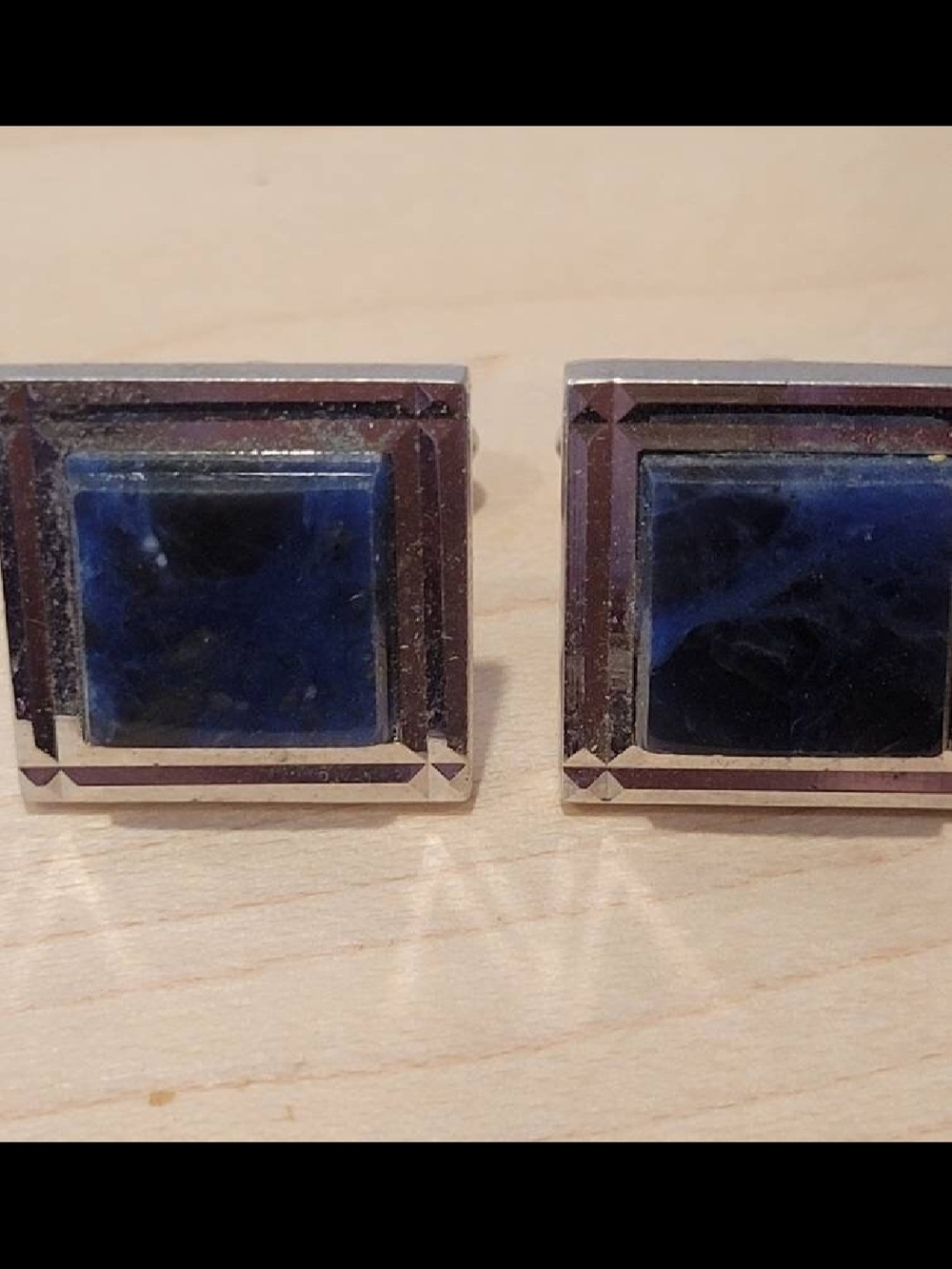 SWANK Cufflinks Silver tone with Lapis Lazuli